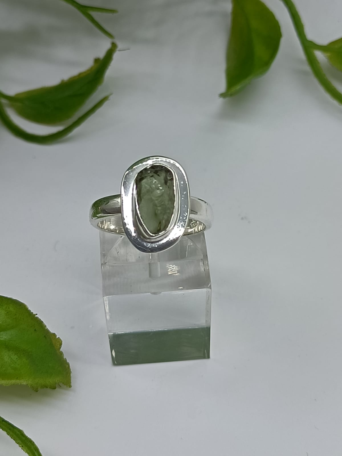 Authentic Raw Moldavite 925 Sterling Silver Handmade Ring

