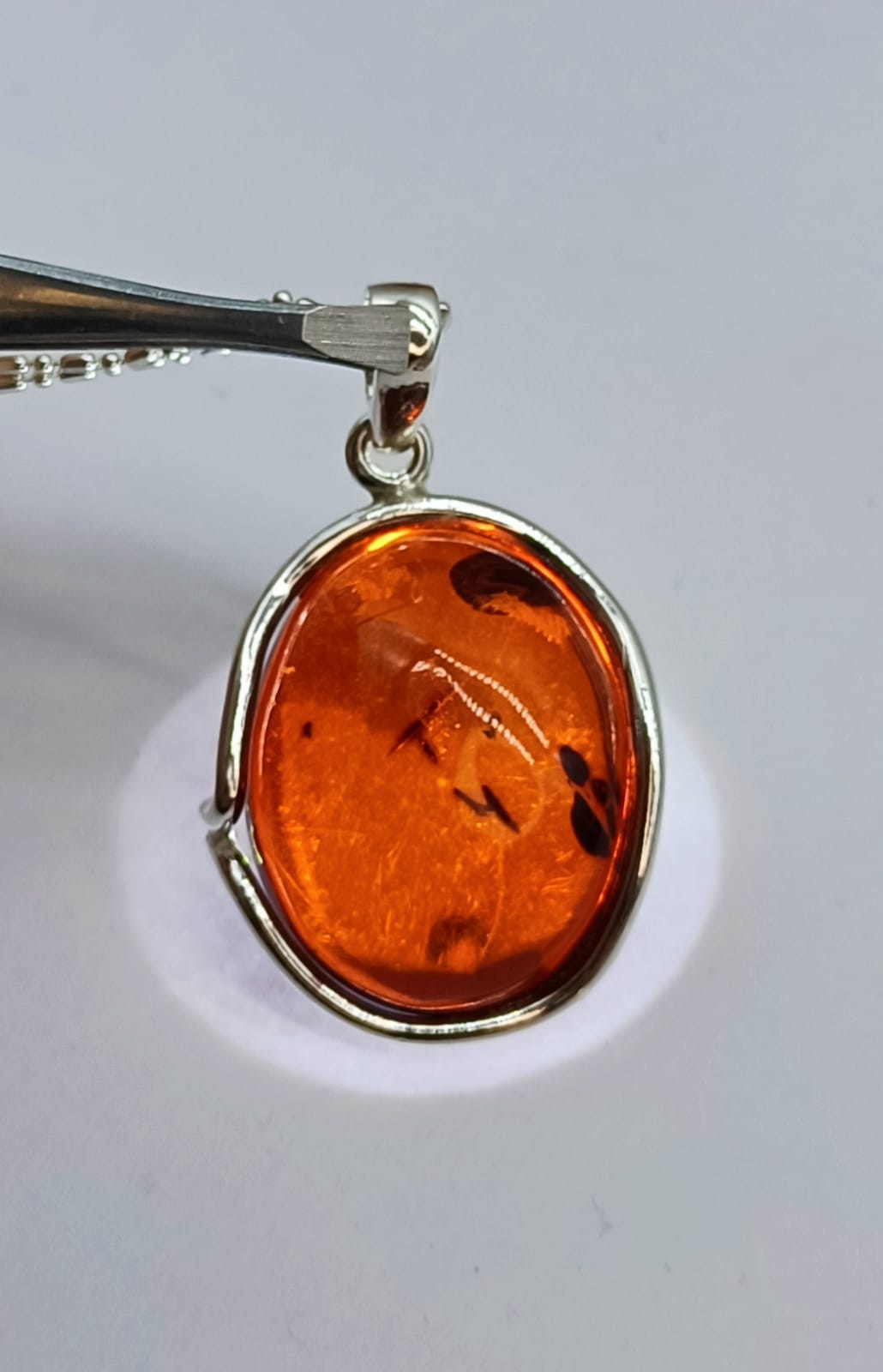 Genuine Amber 925 Sterling Silver Pendant 7.67g Crystal Wellness