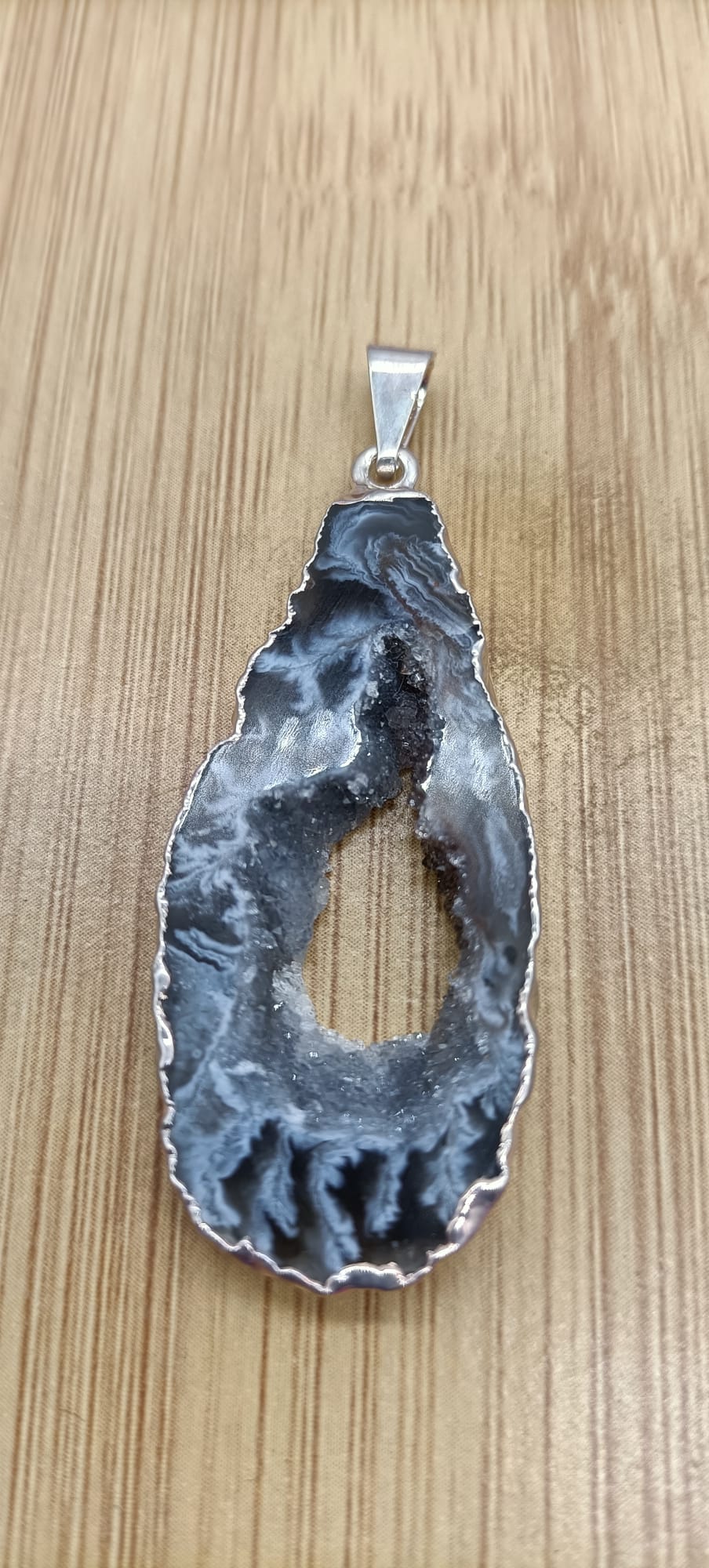 Agate Druze Silver Plated Pendant