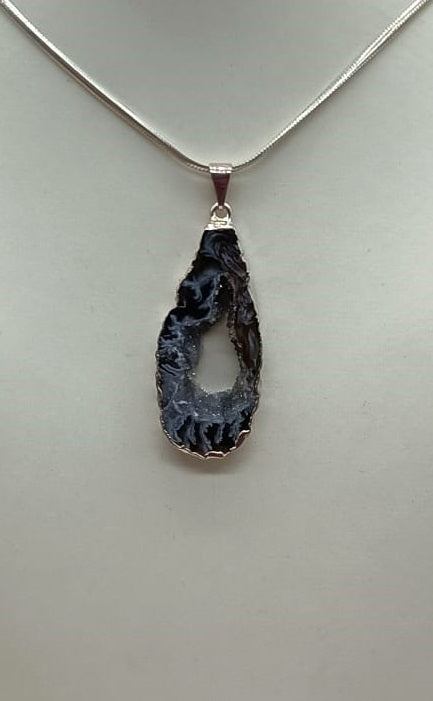 Agate Druze Silver Plated Pendant