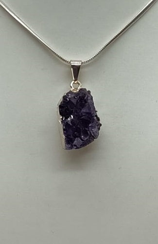 Amethyst Druze Silver Plated Pendant