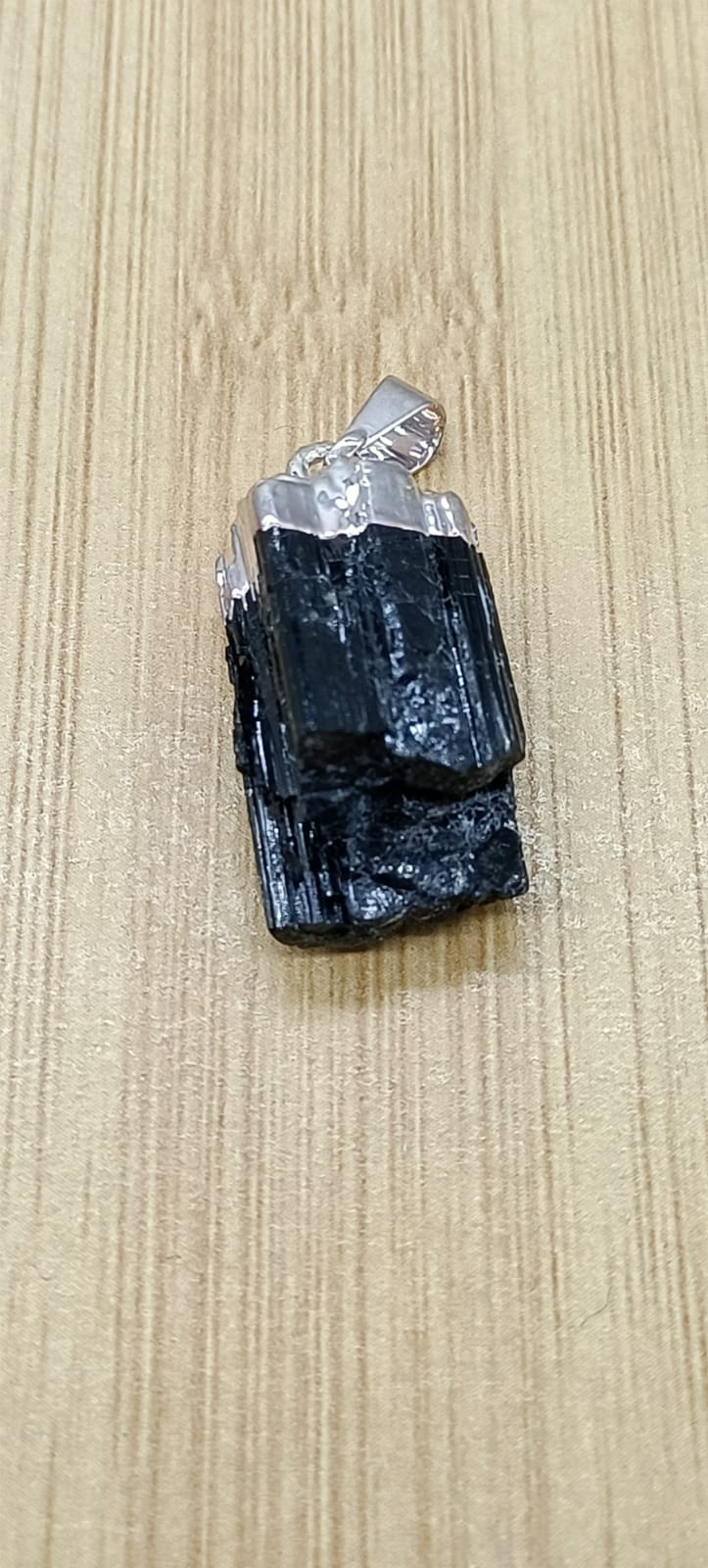Black Tourmaline Silver Plated Pendant