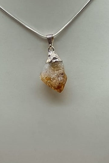 Citrine Point Silver Plated Pendant
