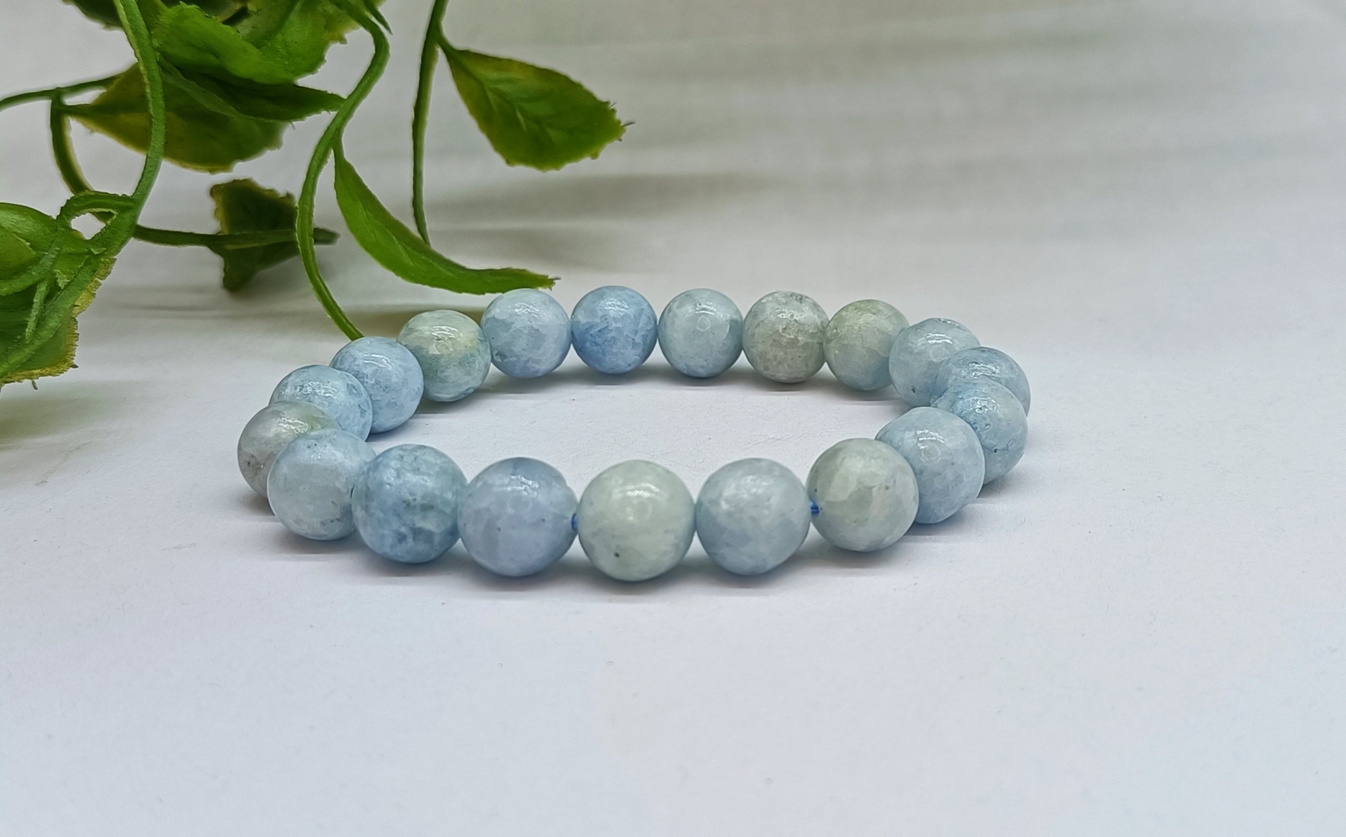 Celestite 10mm Beads Bracelet - Crystal Wellness