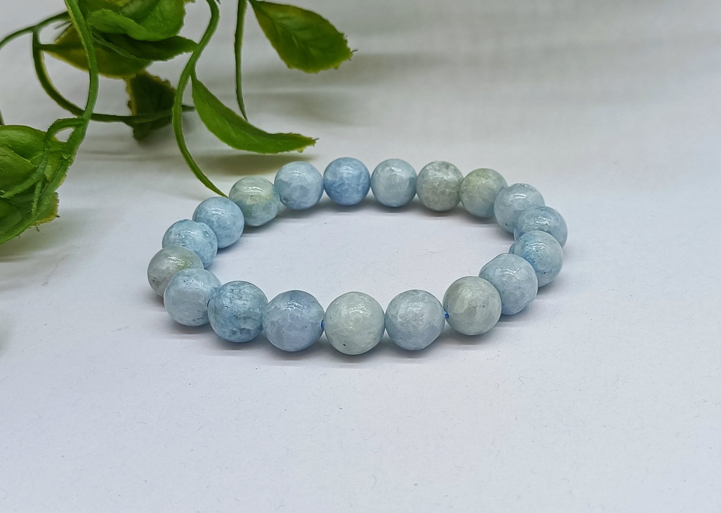 Celestite 10mm Beads Bracelet - Crystal Wellness