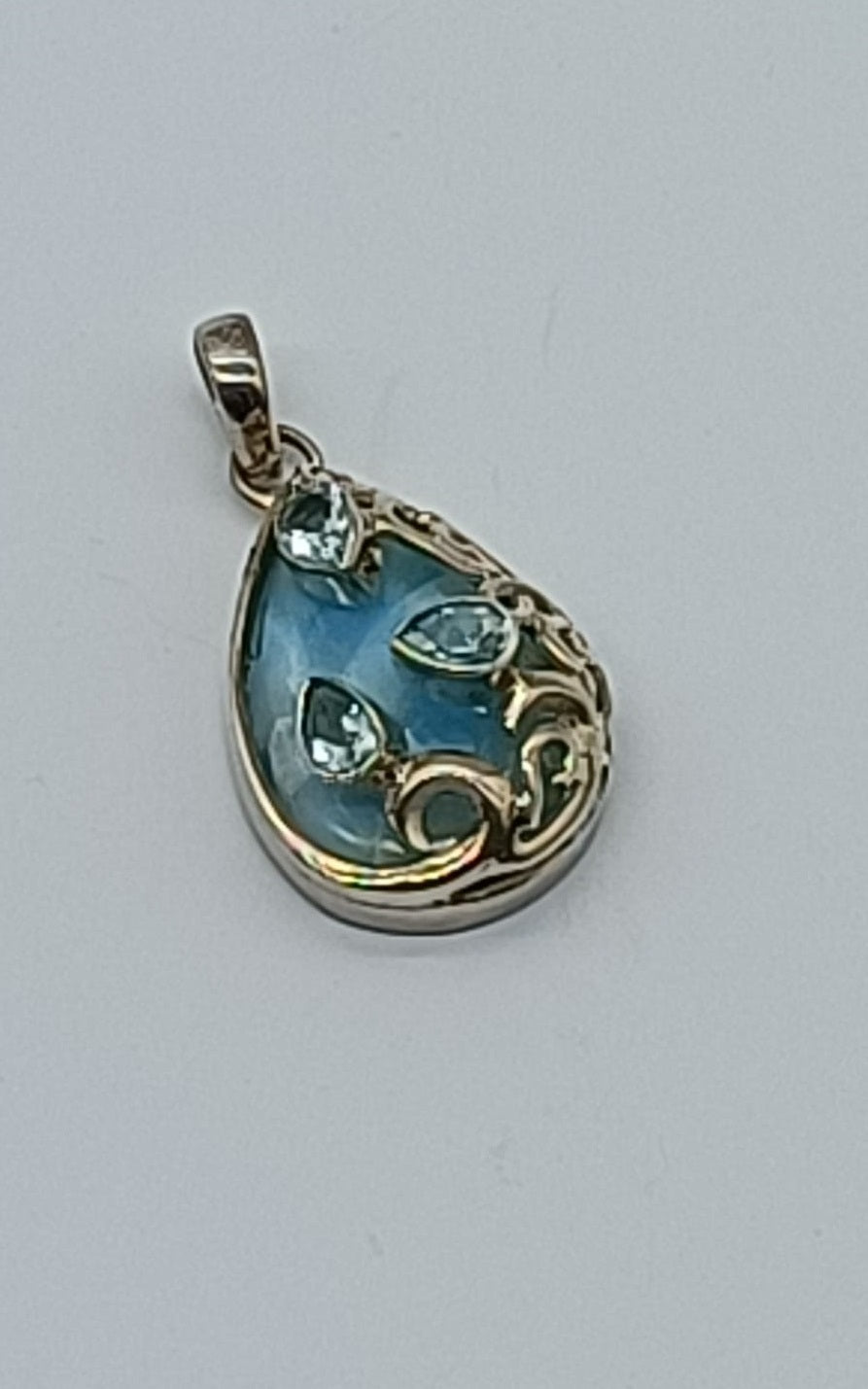 Larimar and Blue Topaz 925 Sterling Silver Pendant
