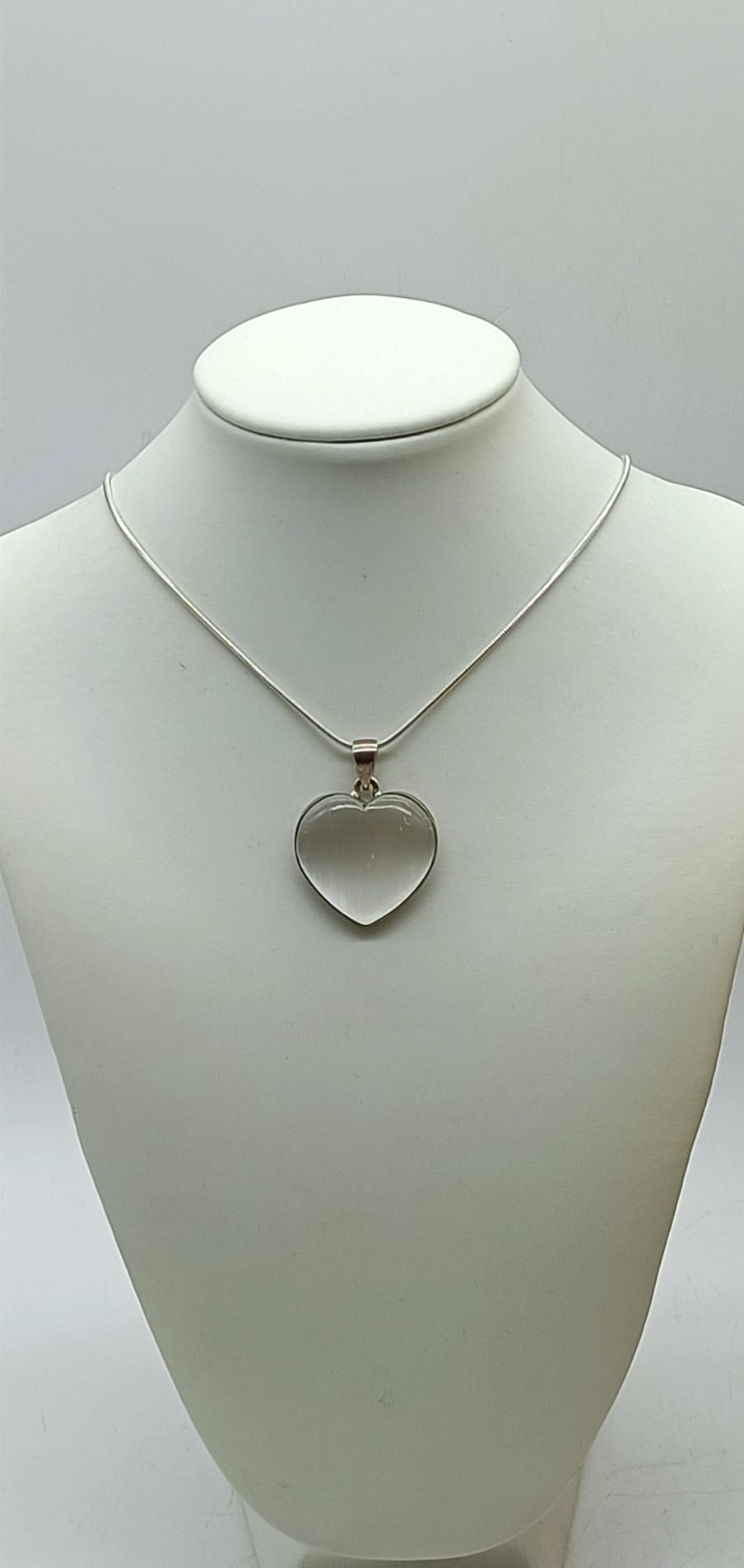 Selenite Heart 925 Sterling Silver Pendant