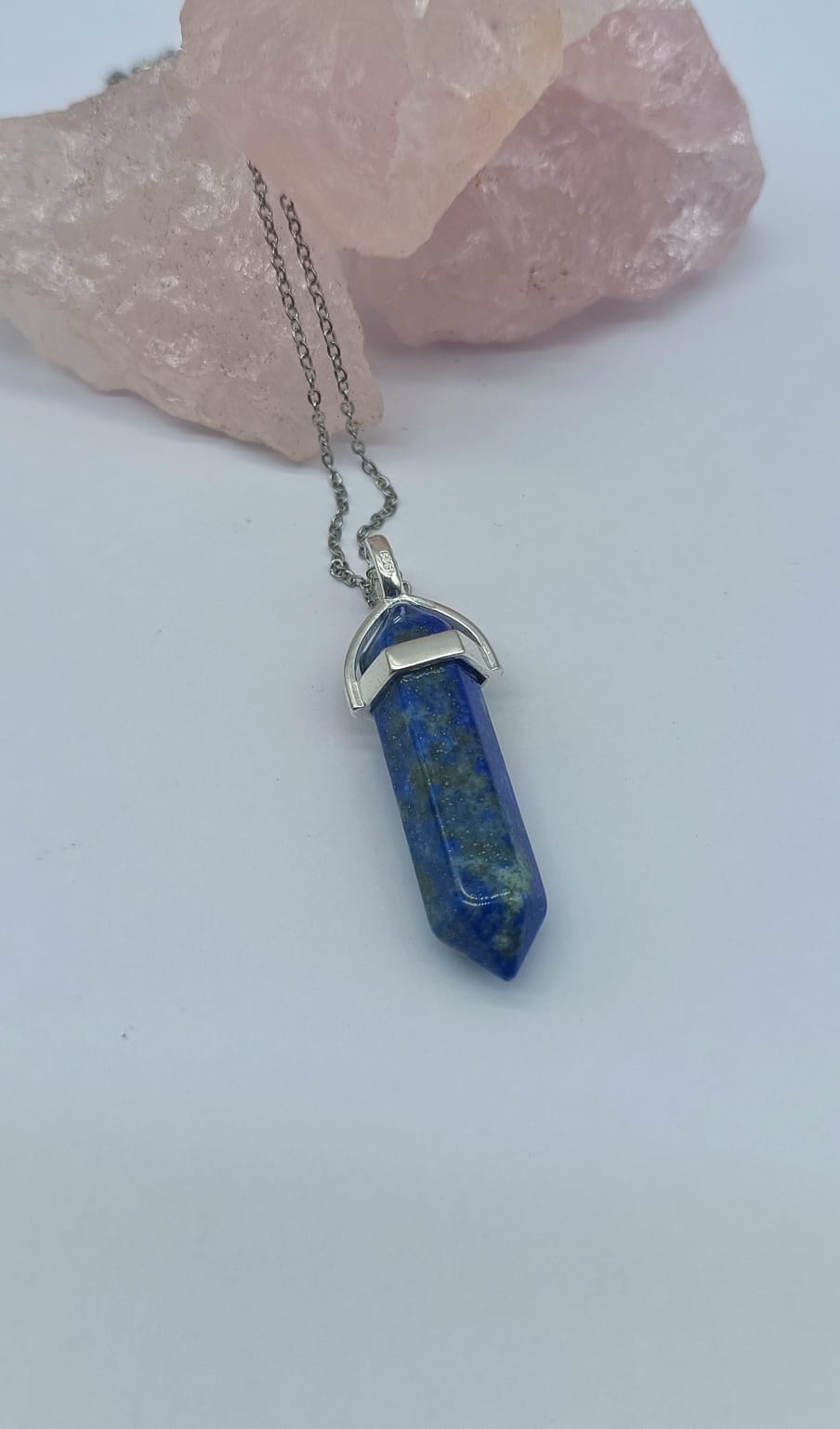 Lapis Lazuli 925 Sterling Silver DT Pendant (Stainless Chain Included) Crystal Wellness