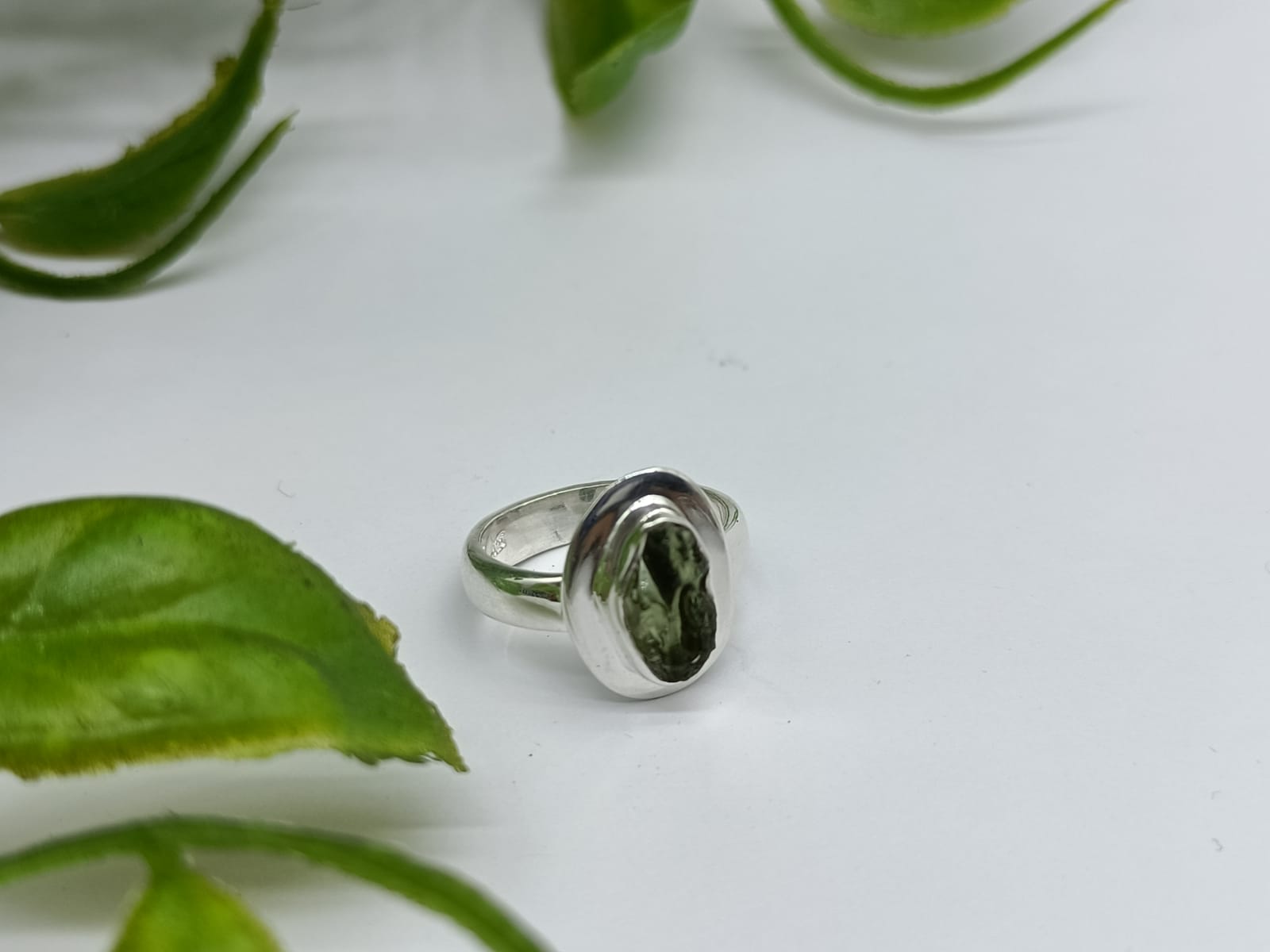 Authentic Raw Moldavite 925 Sterling Silver Handmade Ring

