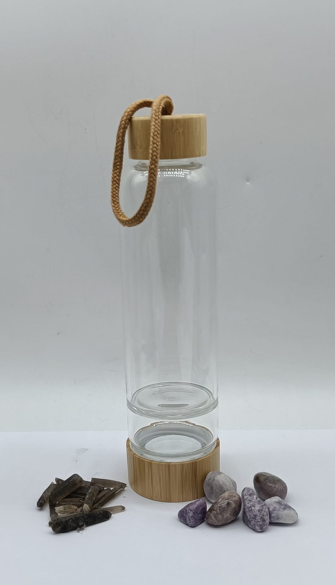 Lepidolite and Smokey Quartz Energise Healing Bamboo Water Bottle