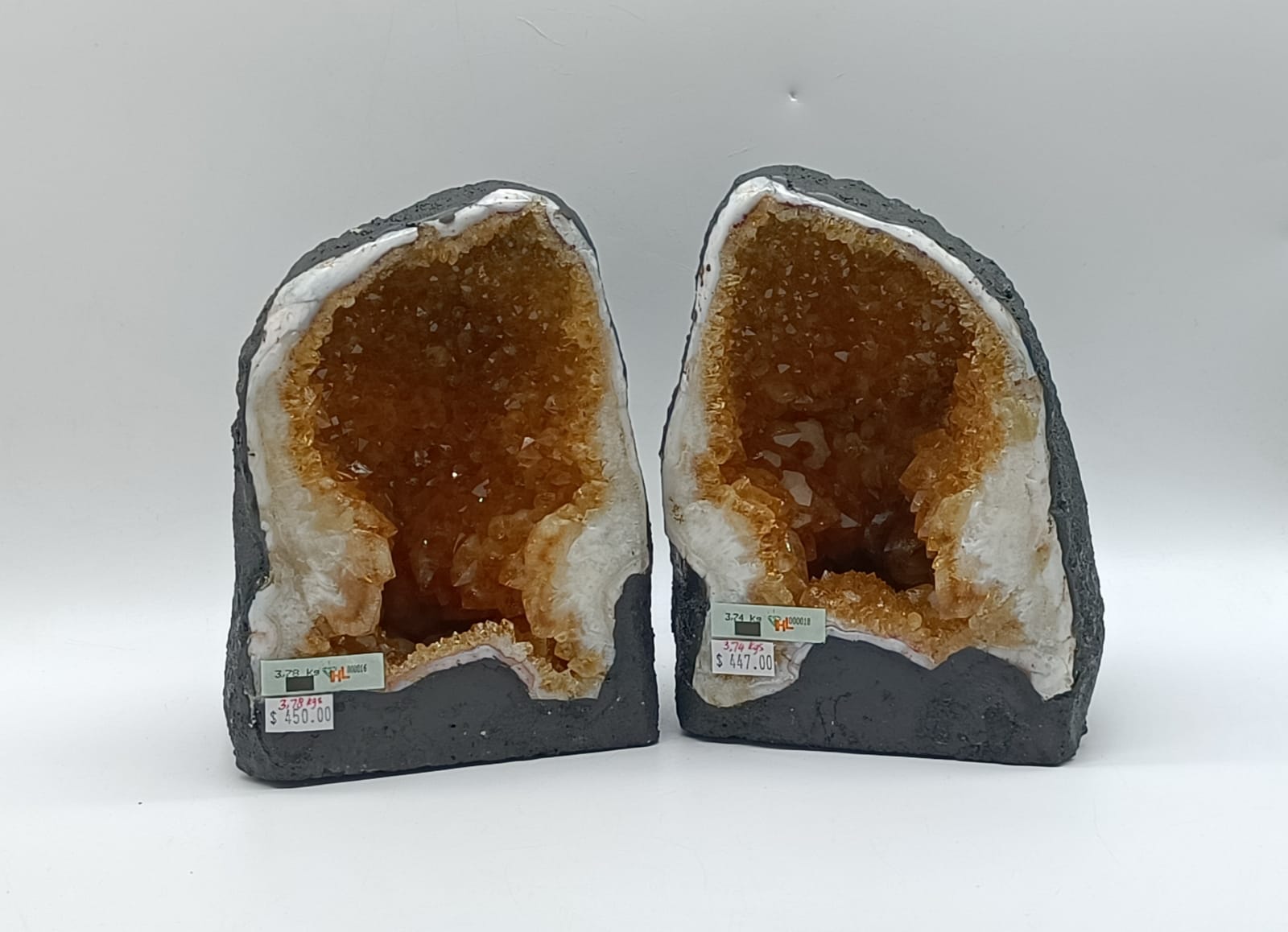 Pair of High Grade Citrine Geode DEALS 7.52 Kgs