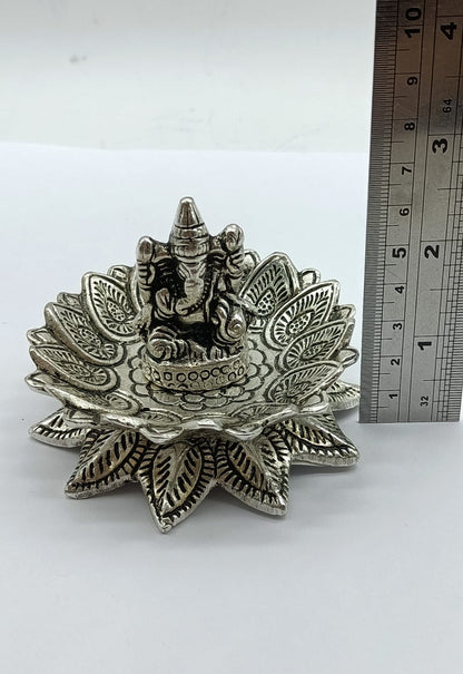 Ganesh Lotus Aluminium Incense Burner 6.5cm