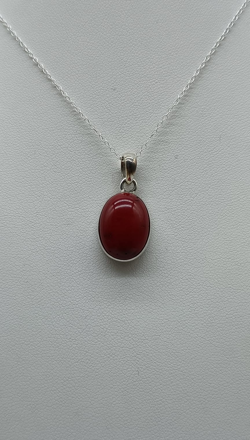 Red Coral 925 Sterling Silver Pendant