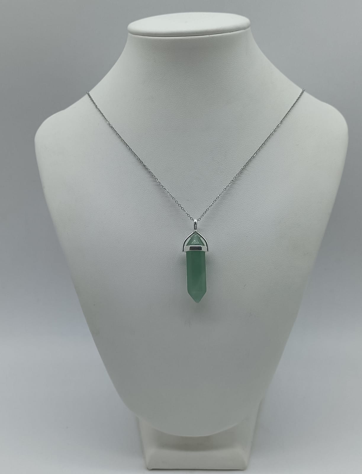 Green Aventurine Double Terminated Pendant (Stainless Chain Included) Crystal Wellness