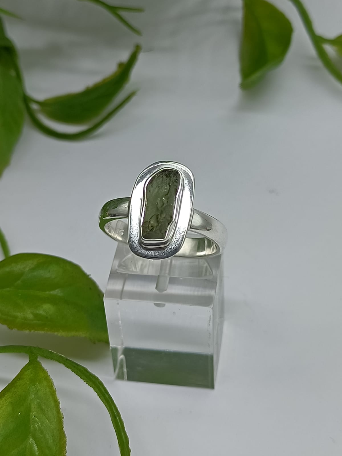 Authentic Raw Moldavite 925 Sterling Silver Handmade Ring

