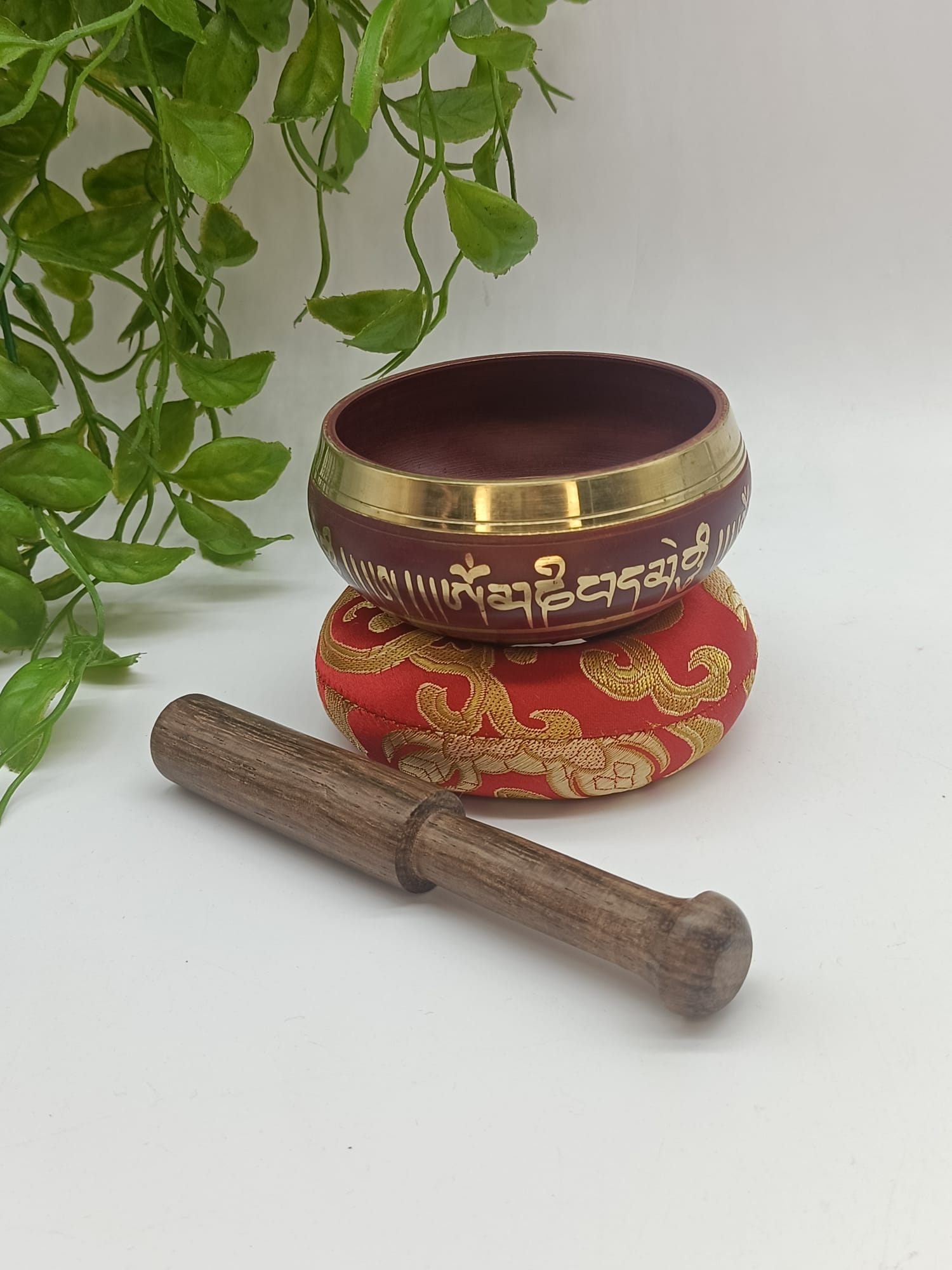 Sound Bowl Om Red and Gold 3 Inch Crystal Wellness