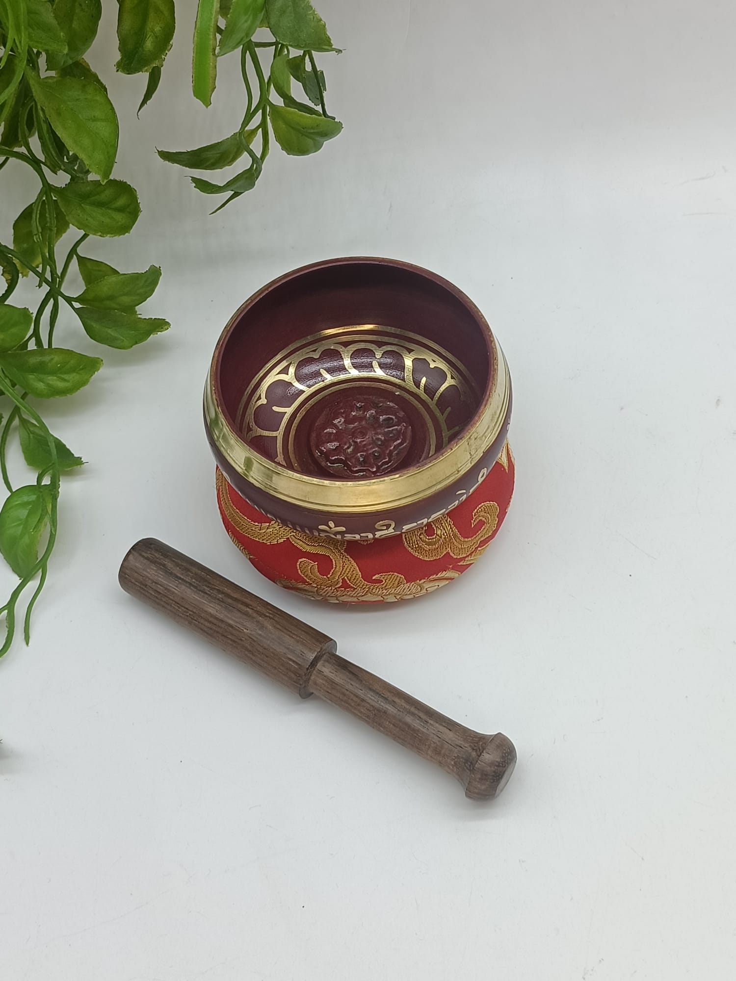 Sound Bowl Om Red and Gold 3 Inch Crystal Wellness