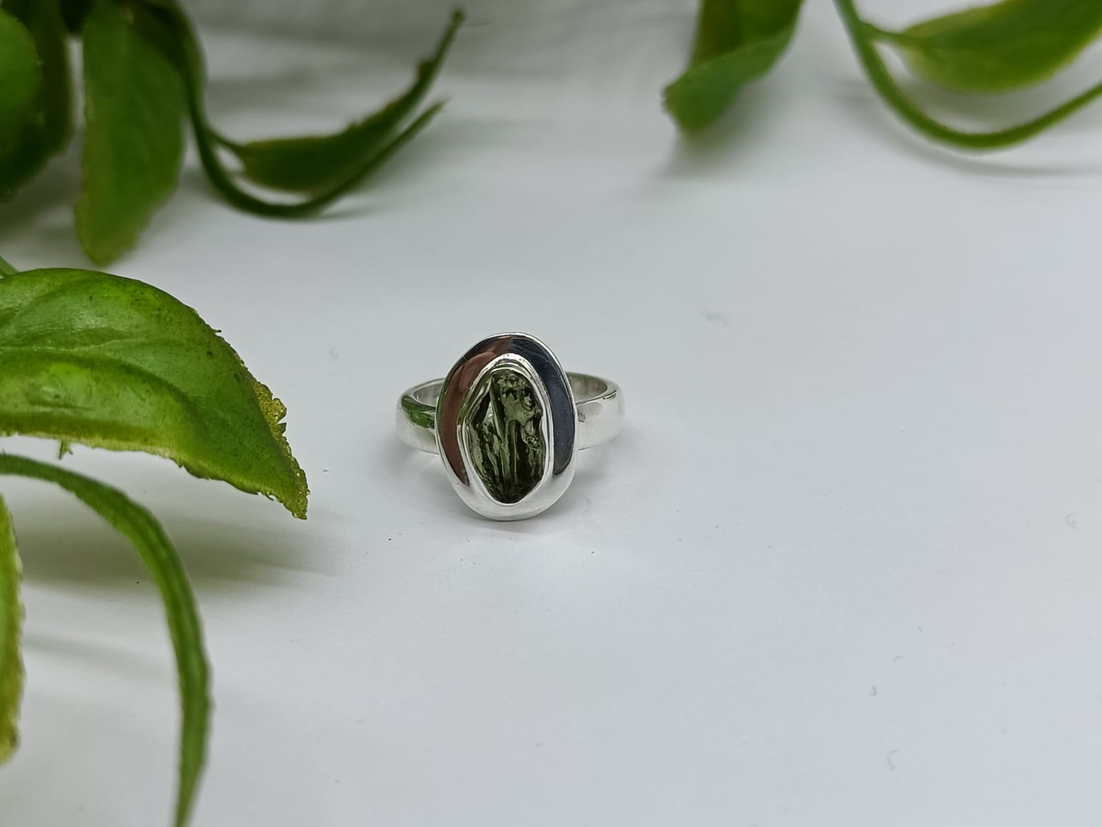 Authentic Raw Moldavite 925 Sterling Silver Handmade Ring

