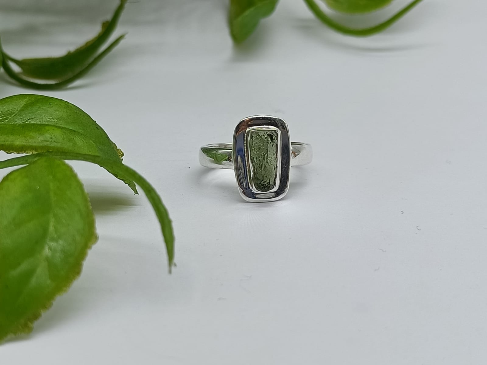 Raw clearance moldavite ring