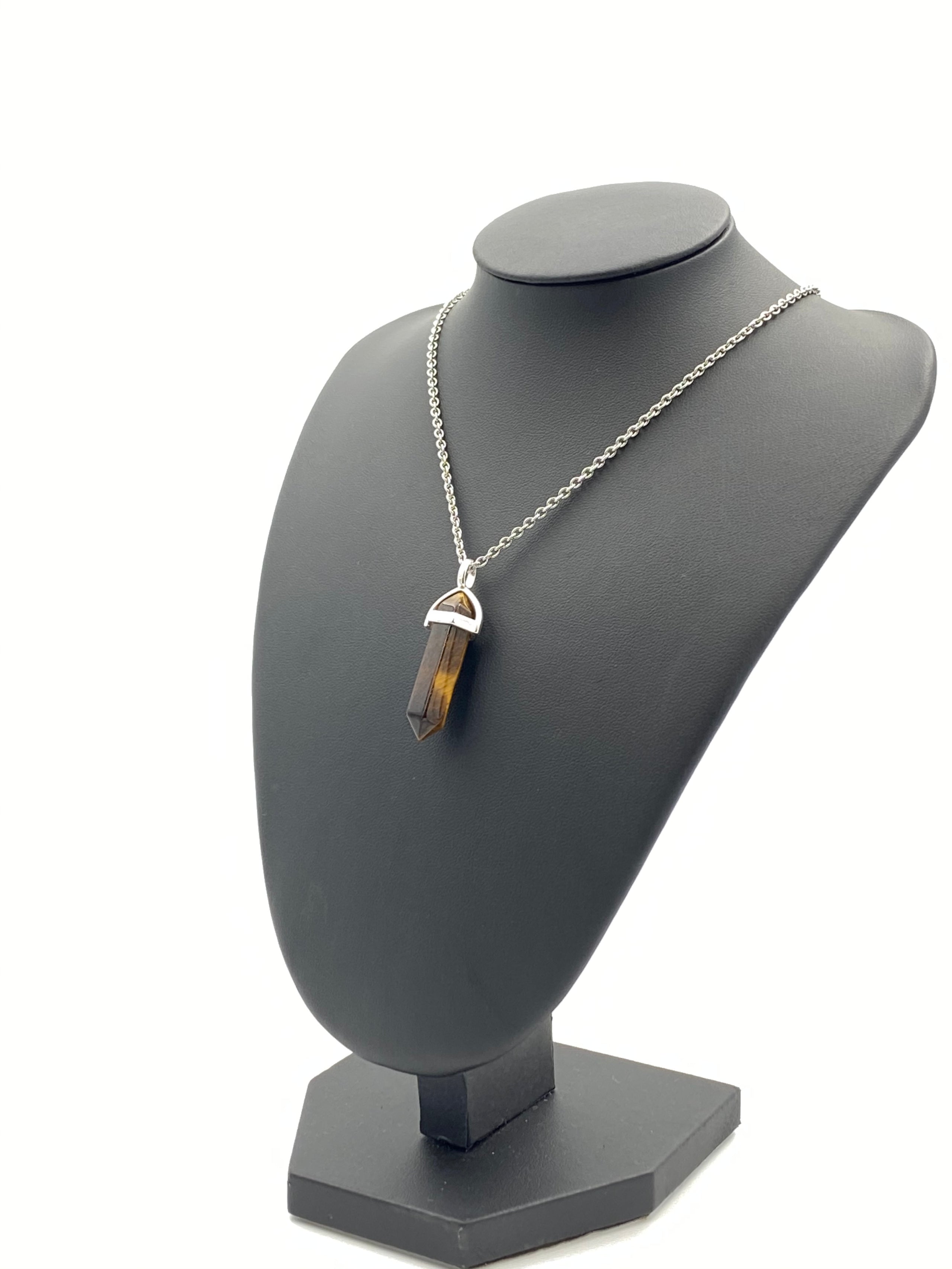Gold Tigers Eye 925 Sterling Silver Pendant