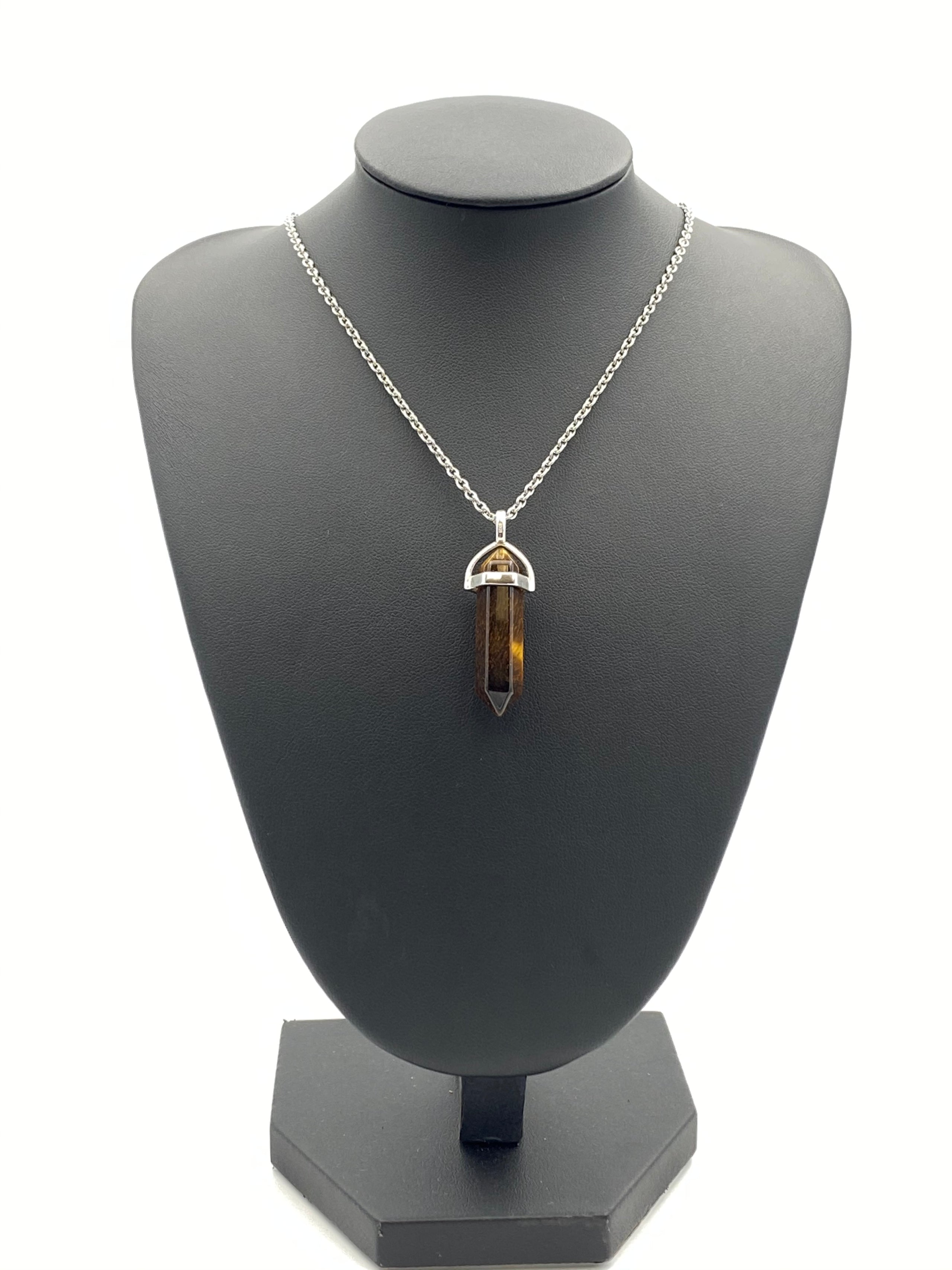 Gold Tigers Eye 925 Sterling Silver Pendant
