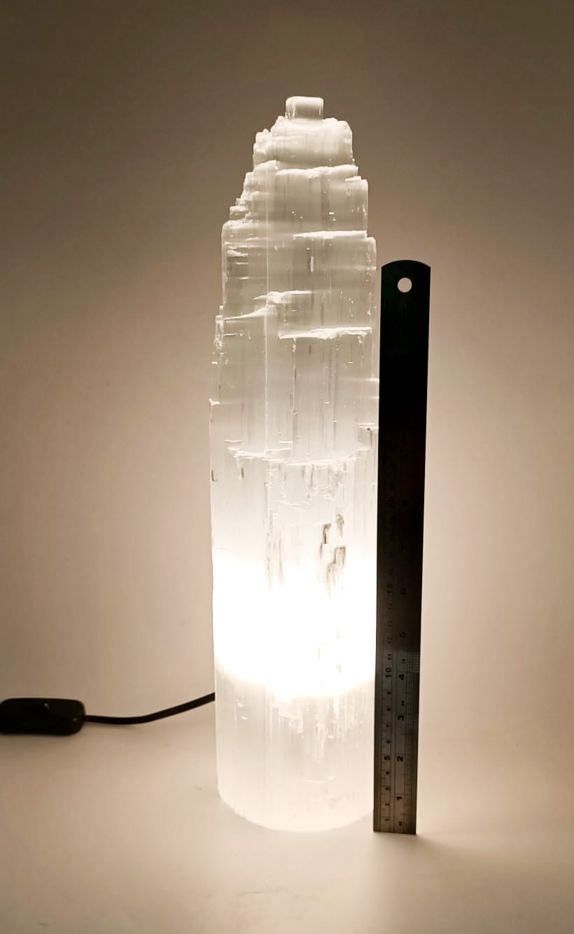 Selenite Single Tower Lamp 37cm