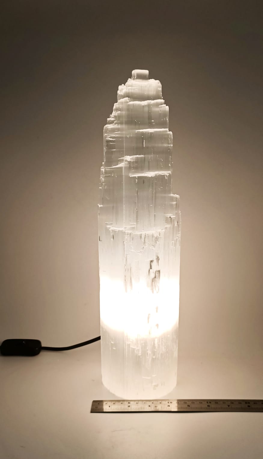 Selenite Single Tower Lamp 37cm