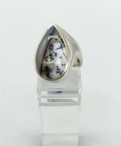 Dendrite Agate 925 Sterling Silver Ring Size 6