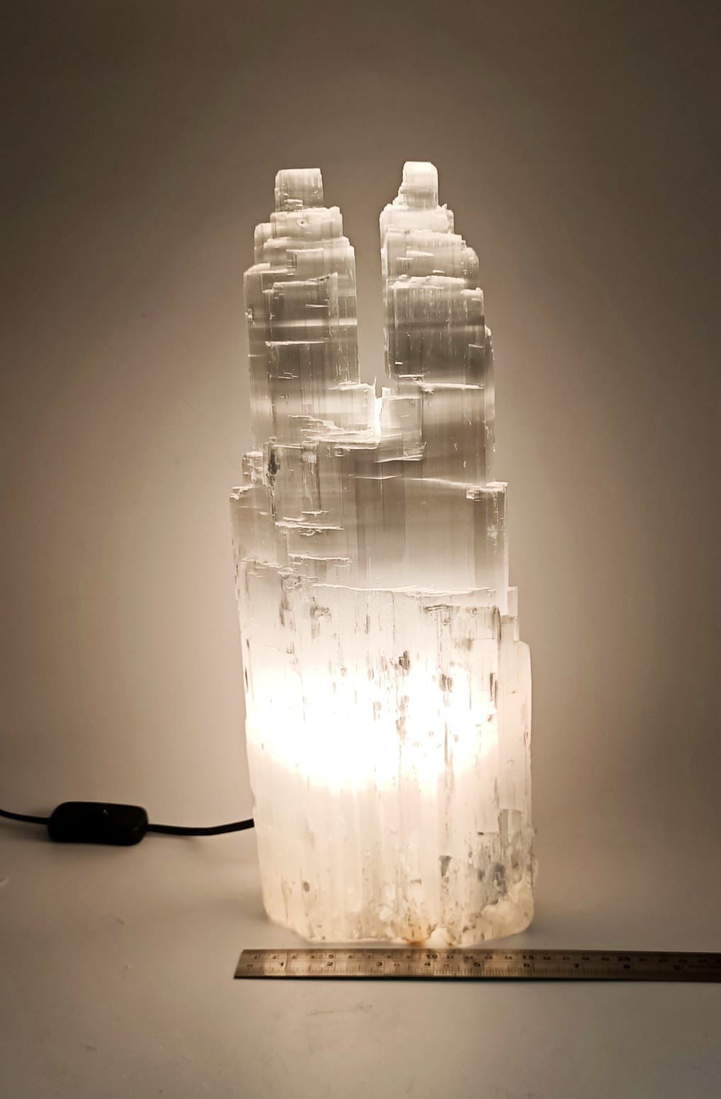 Selenite Twin Tower Lamp 40 to 45cm