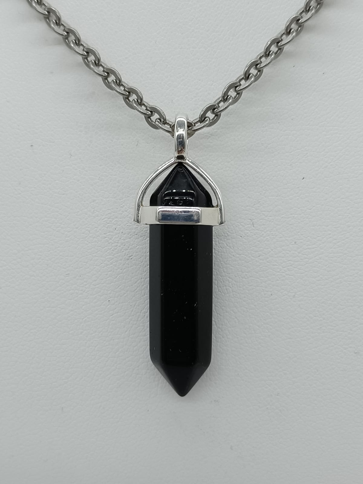 Black Obsidian Double Terminated 925 Silver Pendant